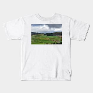 Looking over Glenkilrie, Blacklunans, Scotland Kids T-Shirt